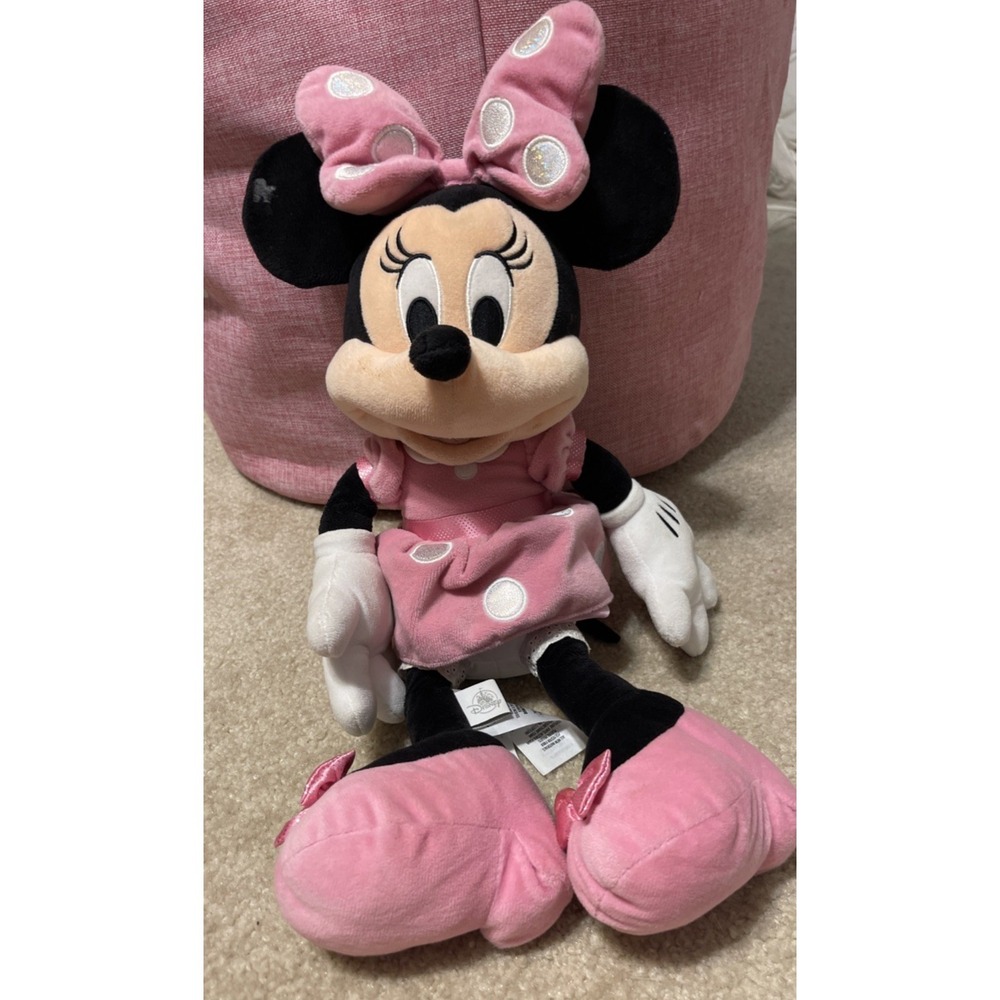 Disney Minnie Mouse Pink and Black Stuffed Animal